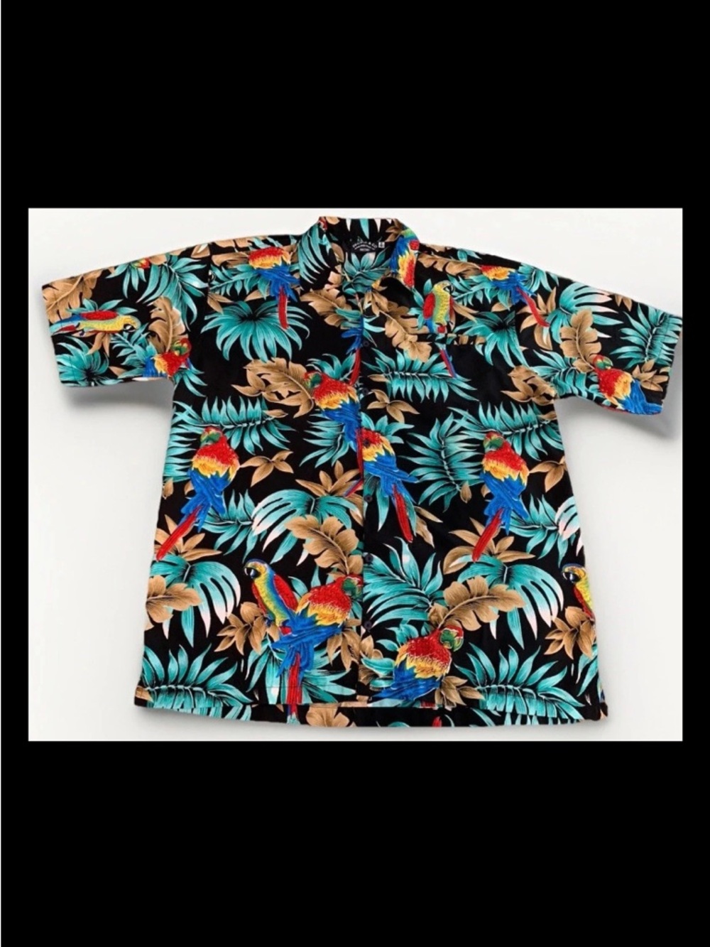Pacific Company Men’s Hawaiian shirt Medium Floral Beach Parrot Print Magnum PI - Picture 4 of 14